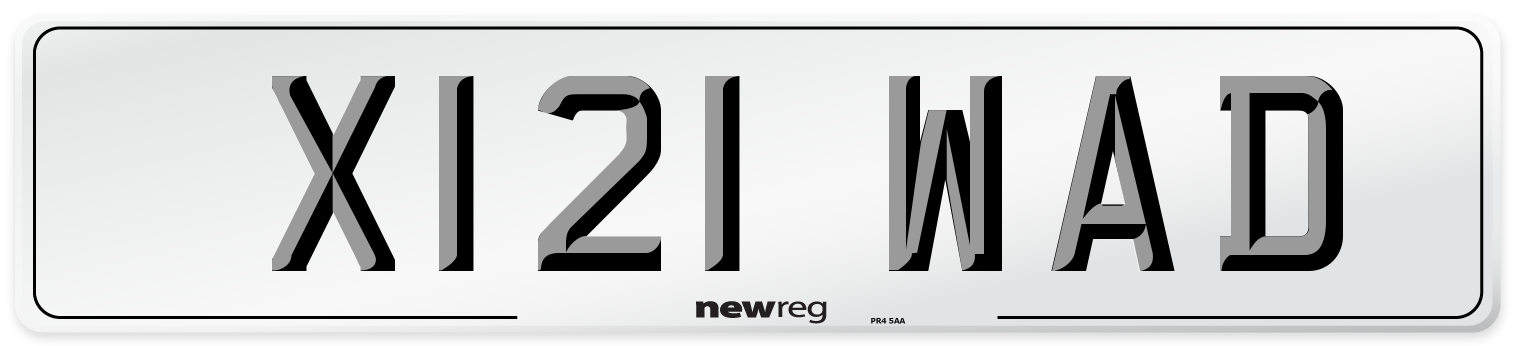 X121 WAD Number Plate from New Reg